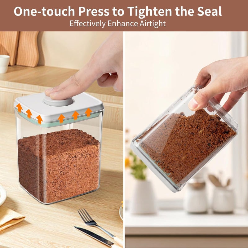 Mutclord POP Airtight Brown-Sugar Keeper-Container - 1.3Qt(42Oz/1.2L) Clear Jar | 1/2 Tablespoon Scoop | Brown Sugar Saver | Stackable One-Touch Opening - Image 3